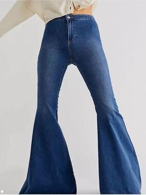 Free People High-Rise Flare Jeans in Indigo Blue